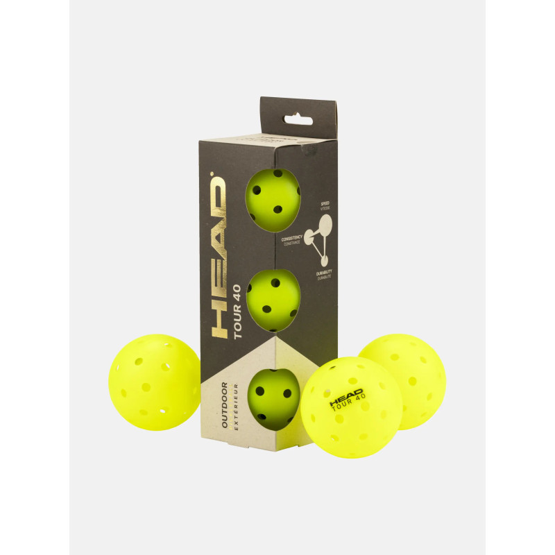 HEAD Tour 40 – Lot de 3 balles | pickleball-store.fr