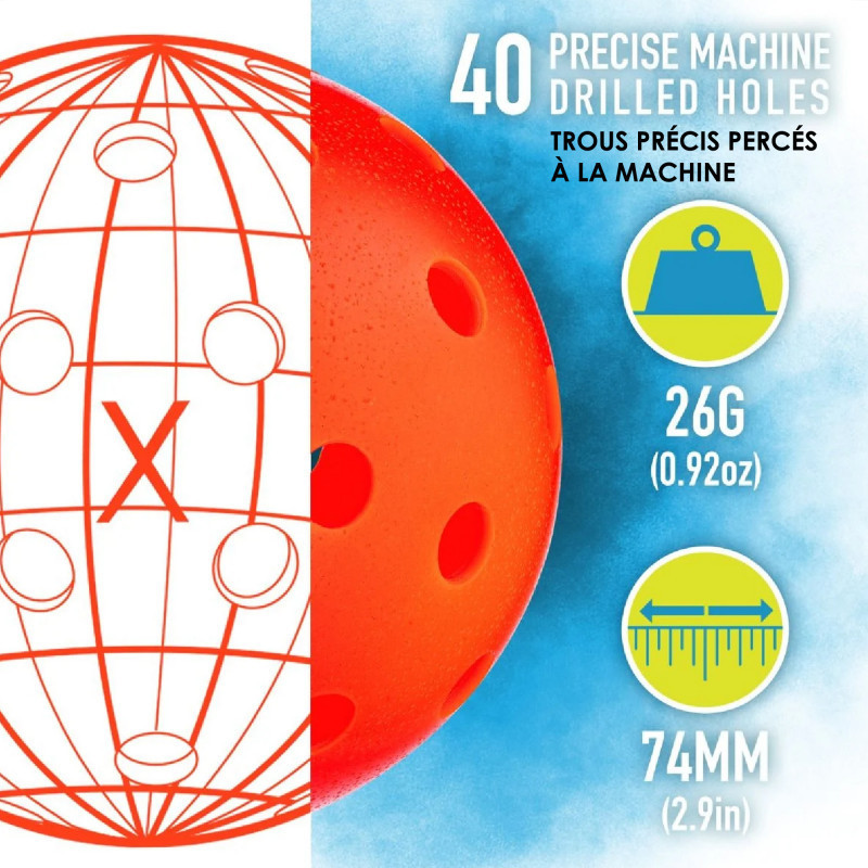 FRANKLIN SPORTS - BALLES PICKLEBALL OUTDOOR X-40 - 74mm - Ember FRANKLIN SPORTS - BALLES PICKLEBALL OUTDOOR X-40 - 74mm - Ember